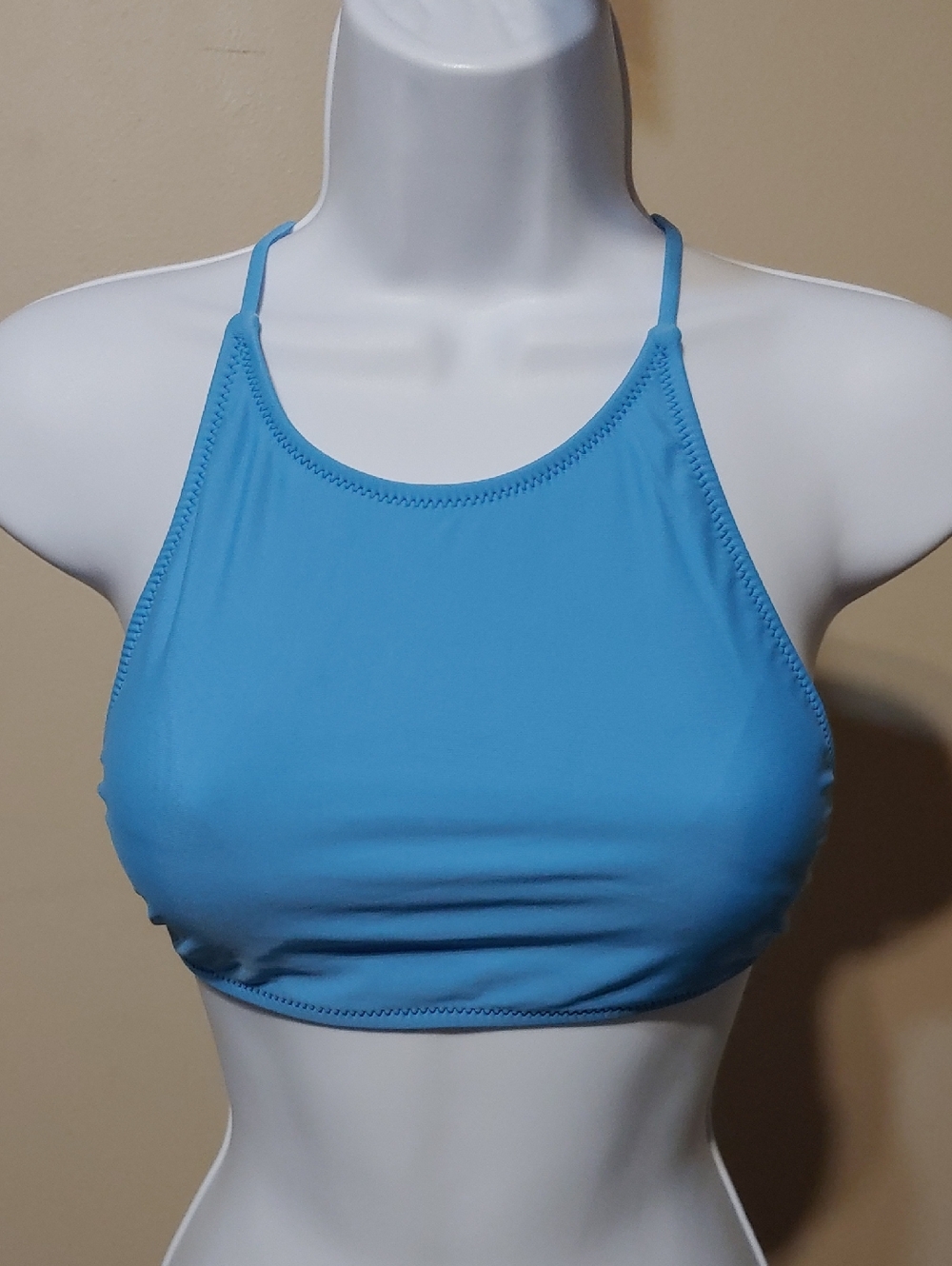 Volcom High-Neck Bikini Top in Sky Blue